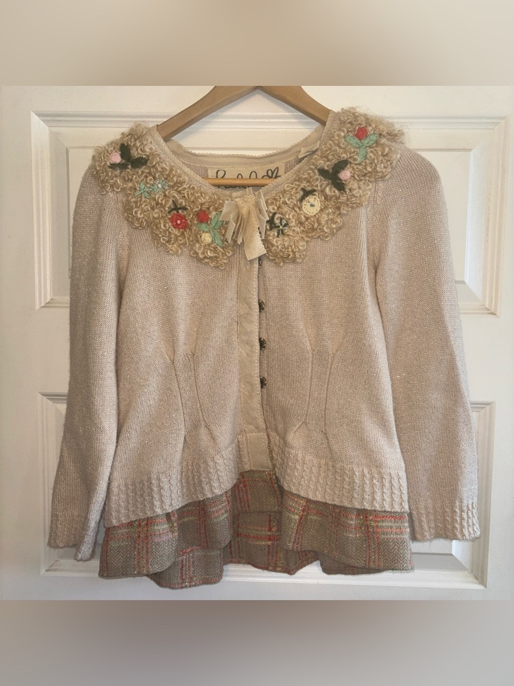 Field Flower First Pick Cardigan Sweater Anthropologie Metallic S Wendi Reed